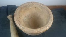 Load image into Gallery viewer, Antique Wooden Apothecary Mortar and Pestle Set Primitive Original 1800's