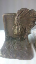 Load image into Gallery viewer, Antique Native American Indian Cast Iron Metal Bookends Set Art Nouveau Late 1800's