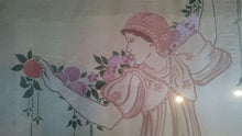 Load image into Gallery viewer, Antique Arts and Crafts Art Nouveau Lady Portrait Embroidery on Silk in Original Frame Hand Embroidered and Art Painting  Late 1800's