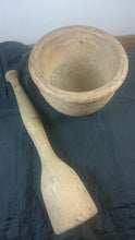 Load image into Gallery viewer, Antique Wooden Apothecary Mortar and Pestle Set Primitive Original 1800's
