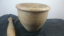 Load image into Gallery viewer, Antique Wooden Apothecary Mortar and Pestle Set Primitive Original 1800's