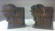 Load image into Gallery viewer, Antique Native American Indian Cast Iron Metal Bookends Set Art Nouveau Late 1800's