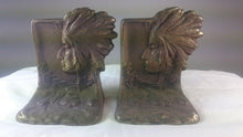 Load image into Gallery viewer, Antique Native American Indian Cast Iron Metal Bookends Set Art Nouveau Late 1800's