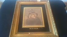 Load image into Gallery viewer, Antique Victorian Winter Lady Lithograph Fashion Print in Original Gold Gilt and Wood Frame 1800's