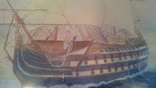 Load image into Gallery viewer, Antique Military War Ship Watercolor Painting Nautical Seascape Early 1900's Original Art in Frame Framed HMS Victory