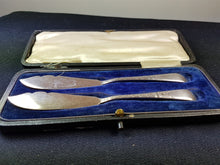 Load image into Gallery viewer, Antique Silver Plated Butter Knife Flatware Set of 2 in Original Box Early 1900's Edwardian Sheffield England