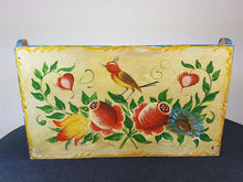 Load image into Gallery viewer, Vintage Wooden Jewelry or Trinket Box with Hand Painted Birds Dutch Scandinavian Folk Art 1960's Mid Century
