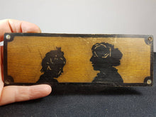 Load image into Gallery viewer, Antique Wooden Silhouette Painting of Mother and Daughter on Wood Board