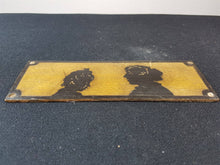 Load image into Gallery viewer, Antique Wooden Silhouette Painting of Mother and Daughter on Wood Board