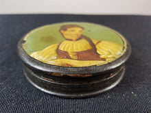 Load image into Gallery viewer, Antique Georgian Hand Painted Lady Portrait Paper Papier Mache Patch or Snuff Box  Early 1800's with Woman Oil Painting on Top