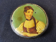 Load image into Gallery viewer, Antique Georgian Hand Painted Lady Portrait Paper Papier Mache Patch or Snuff Box  Early 1800's with Woman Oil Painting on Top