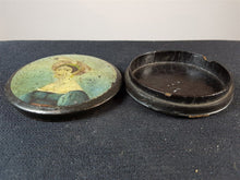 Load image into Gallery viewer, Antique Georgian Hand Painted Lady Portrait Paper Papier Mache Patch or Snuff Box  Early 1800's