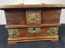Load image into Gallery viewer, Antique Art Nouveau Wood and Brass Lady Repoussé Jewelry or Trinket Box Late 1800's