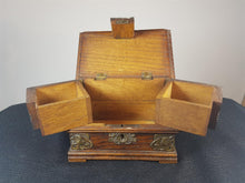 Load image into Gallery viewer, Antique Art Nouveau Wood and Brass Lady Repoussé Jewelry or Trinket Box Late 1800's