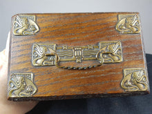 Load image into Gallery viewer, Antique Art Nouveau Wood and Brass Lady Repoussé Jewelry or Trinket Box Late 1800's
