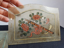 Load image into Gallery viewer, Antique Victorian Hand Painted Glass Panels Set of 5 Original Art Different Designs 1800's
