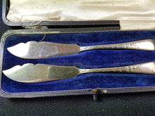Load image into Gallery viewer, Antique Silver Plated Butter Knife Flatware Set of 2 in Original Box Early 1900's Edwardian Sheffield England