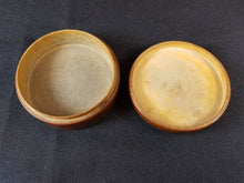 Load image into Gallery viewer, Antique Poker Work Treen Carved Wood Round Jewelry or Trinket Box Early 1900's Original Hand Made