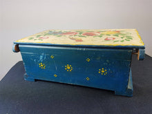 Load image into Gallery viewer, Vintage Wooden Jewelry or Trinket Box with Hand Painted Birds Dutch Scandinavian Folk Art 1960's Mid Century