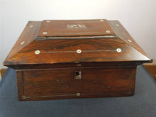 Load image into Gallery viewer, Antique Wood and Mother of Pearl Deer Inlay Jewelry or Trinket Box Victorian 1800's Wooden Storage Box