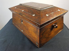 Load image into Gallery viewer, Antique Wood and Mother of Pearl Deer Inlay Jewelry or Trinket Box Victorian 1800's Wooden Storage Box