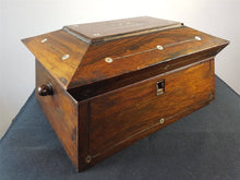 Load image into Gallery viewer, Antique Wood and Mother of Pearl Deer Inlay Jewelry or Trinket Box Victorian 1800's Wooden Storage Box