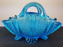 Load image into Gallery viewer, Antique Victorian Blue Pressed Glass Basket Figurine 1800's