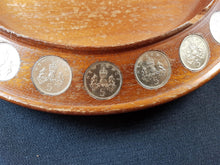 Load image into Gallery viewer, Vintage Wooden Bowl with British Five Pence Coins Inlay 1950's - 1960's
