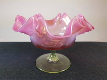 Load image into Gallery viewer, Antique Victorian Cranberry and Vaseline Glass Candy Bowl Compote Dish 1800's
