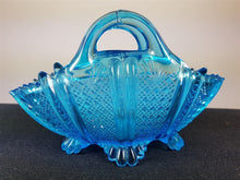 Load image into Gallery viewer, Antique Victorian Blue Pressed Glass Basket Figurine 1800's
