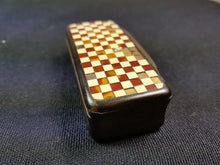 Load image into Gallery viewer, Antique Inlaid Stag Deer Horn Snuff Box Victorian Checkered Inlay 1800's Original