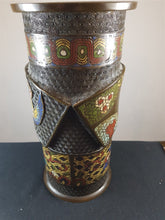 Load image into Gallery viewer, Antique Chinese Cloisonne and Copper Metal Vase or Display Cane or Umbrella Stand Original