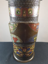 Load image into Gallery viewer, Antique Chinese Cloisonne and Copper Metal Vase or Display Cane or Umbrella Stand Original