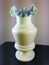 Load image into Gallery viewer, Antique Blue and White Milk Glass Flower Vase Hand Blown Glass Late 1800's - Early 1900's