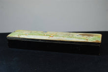 Load image into Gallery viewer, Antique French Pen or Pencil Storage Box with Illustrated Children Skating on the Top Paper Mache