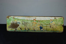 Load image into Gallery viewer, Antique French Pen or Pencil Storage Box with Illustrated Children Skating on the Top Paper Mache