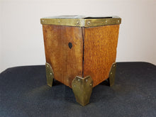 Load image into Gallery viewer, Antique Planter Plant Pot Wood and Brass with Lead Lining Arts and Crafts Movement Late 1800's