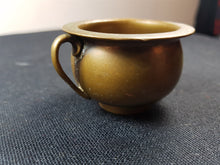 Load image into Gallery viewer, Antique Miniature Hand Turned Brass Metal Cup Mug with Silver Coin Inside 1800's
