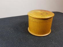 Load image into Gallery viewer, Antique Round Wooden Jewelry Vanity or Trinket Box Early 1900's Treen Wood with Hand Painted Flowers on Top Lid