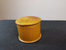 Load image into Gallery viewer, Antique Round Wooden Jewelry Vanity or Trinket Box Early 1900's Treen Wood with Hand Painted Flowers on Top Lid