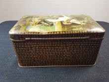 Load image into Gallery viewer, Antique Victorian Tin Metal Box Illustrated with Man and Horses in Stable Late 1800's - Early 1900's Original