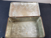 Load image into Gallery viewer, Antique Victorian Tin Metal Box Illustrated with Man and Horses in Stable Late 1800's - Early 1900's Original