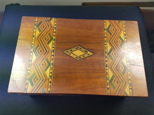 Load image into Gallery viewer, Antique Wooden Inlaid Jewelry Trinket Box Tunbridge Marquetry Wood Inlay Late 1800's Original