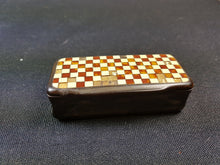 Load image into Gallery viewer, Antique Inlaid Stag Deer Horn Snuff Box Victorian Checkered Inlay 1800's Original