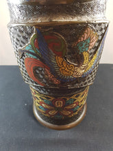 Load image into Gallery viewer, Antique Chinese Cloisonne and Copper Metal Vase or Display Cane or Umbrella Stand Original