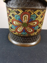 Load image into Gallery viewer, Antique Chinese Cloisonne and Copper Metal Vase or Display Cane or Umbrella Stand Original