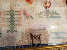 Load image into Gallery viewer, Antique Child's Sampler Needlepoint Embroidery Sample 1877 Jane Annie Armstrong Age 14 Framed Art Victorian Original Hand Embroidered