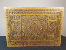 Load image into Gallery viewer, Antique Anglo Indian Carved Wood Jewelry or Trinket Box with Inlaid Glass Beads Beadwork Inlay Vintage