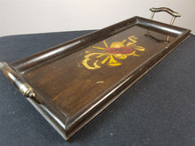 Load image into Gallery viewer, Antique Wooden Serving or Vanity Tray with Hand Painted Musical Instruments Early 1900's Wood and Metal Decorative