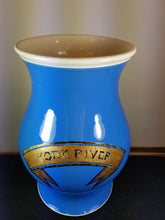 Load image into Gallery viewer, Antique Pharmacy Jar Vase Blue White and Gold Ceramic Pottery Late 1800's Original